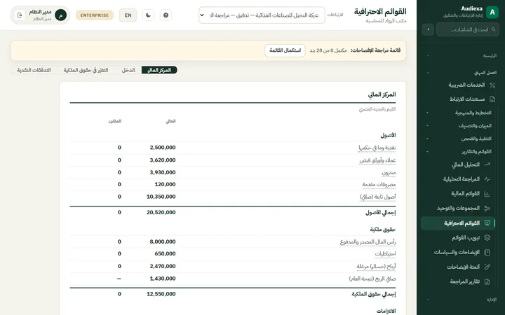 Audiexa: القوائم المالية
