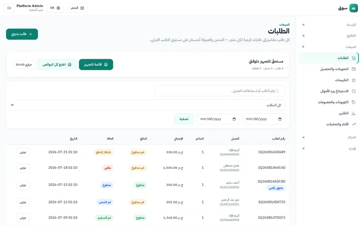SouqMint: إدارة الطلبات